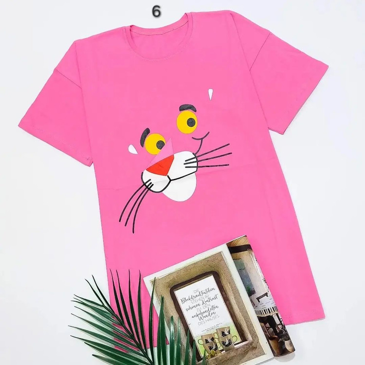 تیشرت لانگ پلنگ صورتی